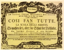 Afiche del estreno de la ópera el 26 de enero de 1790
