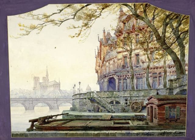 Il Tabarro de Puccini - Boceto original de Pietro Stroppa para la escenografía - Metropolitan Opera House (1918) Il Tabarro de Puccini - Boceto original para la escenografía (1918)