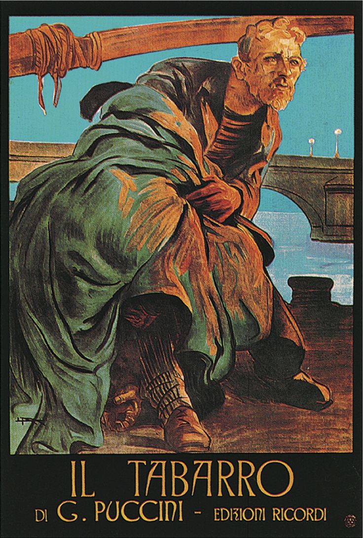 Poster de la ópera Il Tabarro de Puccini (G. Ricordi & Co.), 14 de Diciembre de 1918 Poster de la ópera Il Tabarro de Puccini (G. Ricordi & Co.), 14 de Diciembre de 1918
