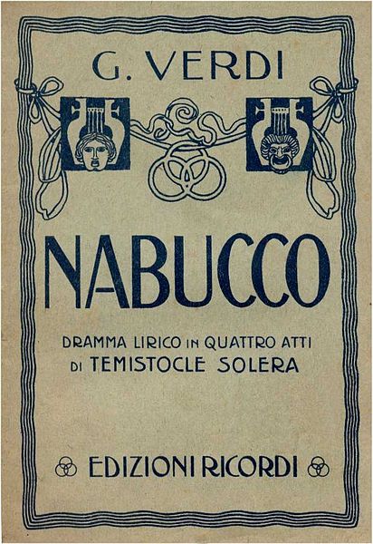 Tapa de una edición del libreto de Nabucco - Ricordi - 1923 Libreto de Nabucco - Ricordi - 1923